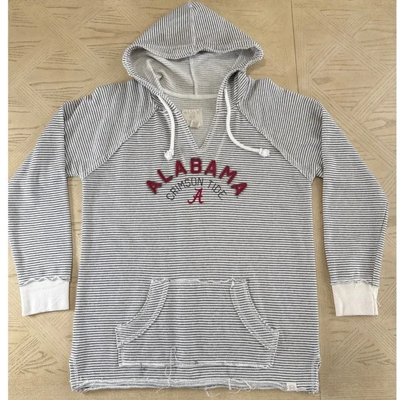 Blue 84 Alabama Crimson Tide Striped Hoodie Pullover V Neck Pocket Women's L - Picture 7 of 8